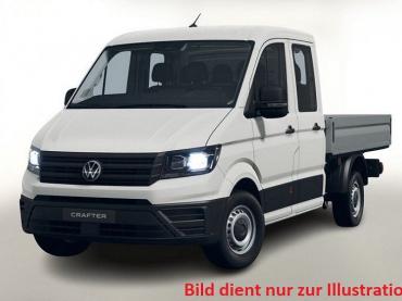 VW Crafter Pritsche 2.0TDI DoKa Facelift 3.640mm Radstand Klimaanlage PDC vorne+hinten Reserverad Audiosystem 10 Zoll Bluetooth-Schnittstelle induktive Ladefunktion App-Connect 7-Sitzer Tempomat el. Außenspiegel beheizbar  Tageszulassung