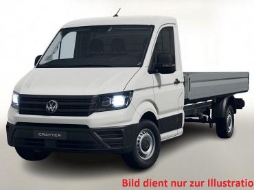 VW Crafter Pritsche 2.0TDI DSG EiKa Facelift 4.490mm Radstand Klimaanlage PDC vorne+hinten Reserverad Audiosystem 10 Zoll Bluetooth-Schnittstelle induktive Ladefunktion App-Connect 3-Sitzer Tempomat el. Außenspiegel beheizbar  Tageszulassung